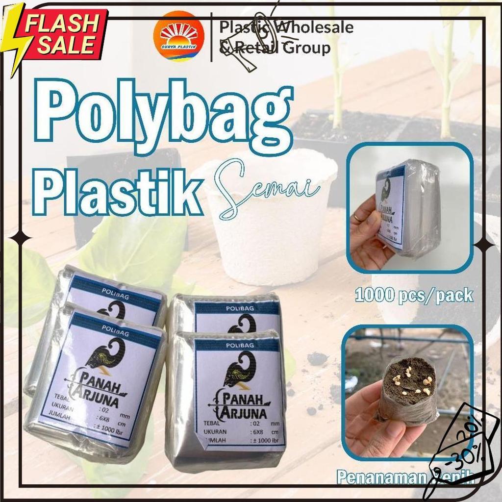 Polybag Semai 6X7 Plastik Semai/Polybag Benih 1Ikat= 1000Pcs Polybag Cabai Termurah