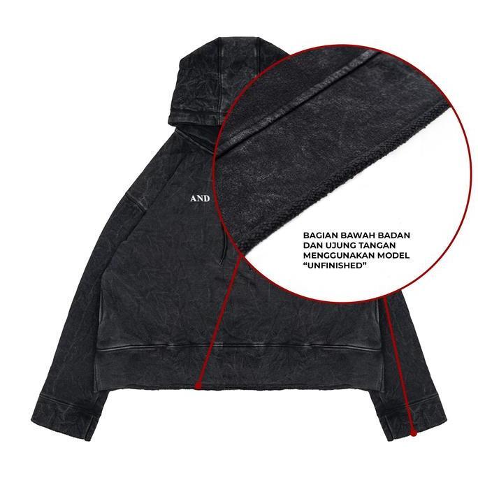 Moxie Hoodie Crop Washed  Oversize Unfinish Unisex Youth