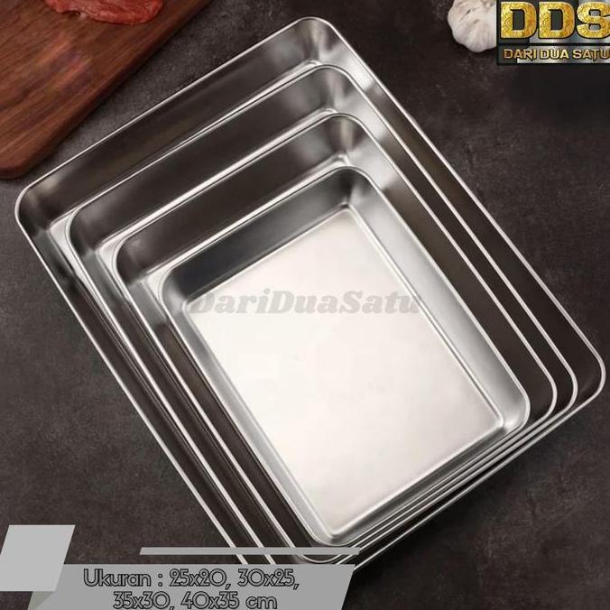 Nampan Stainless Tebal Loyang Persegi Baking Tray Tinggi 6 cm