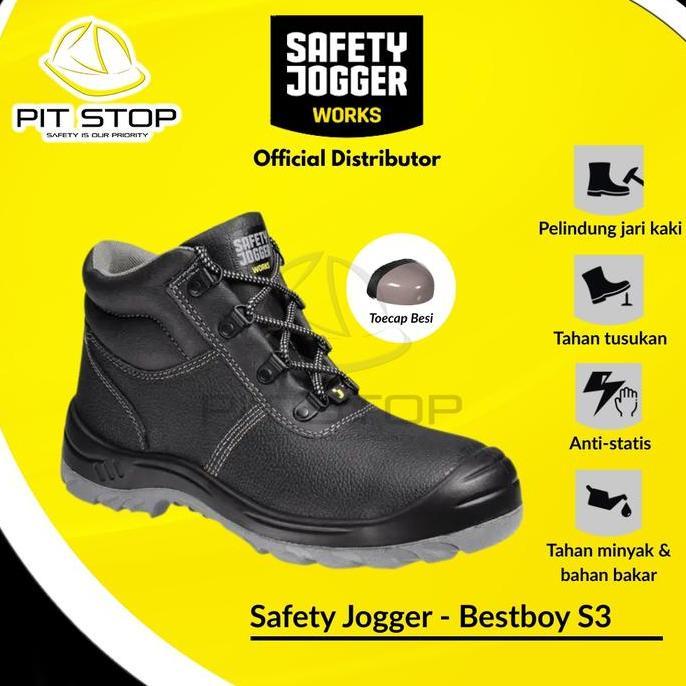 Sepatu Safety Jogger Bestboy S3 Boots Shoes Kerja Proyek Konstruksi Lapangan Kulit Ujung Besi terlar