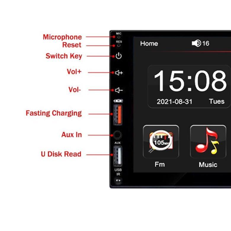 Stok Tersedia Cod - 7 Inch Double Din Head Unit Mp5 Player Touch Screen Bluetooth 7021 7018B 7010B