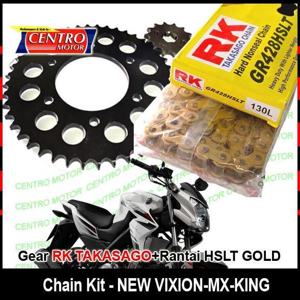 Gear set New Vixion RK TAKASAGO+Rantai emas tipe HSLT