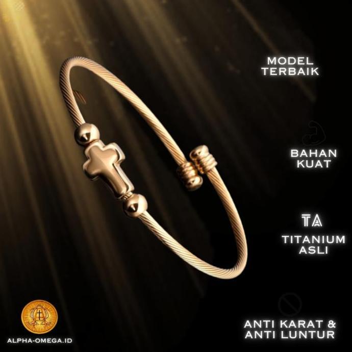 Gelang Salib Simple Minimalis Titanium | Gelang Salib Pria Wanita
