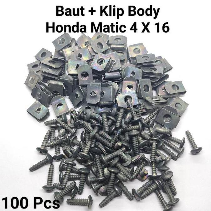 (SM) (Paket 100 Set)Baut Klip Body Honda Matic 4X16