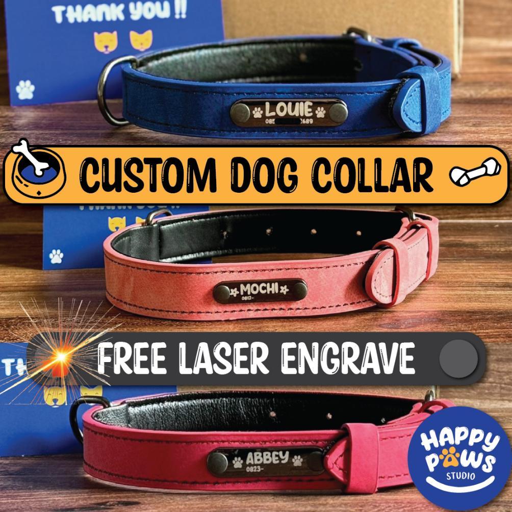 [TOPP] Kalung Anjing Custom Nama - Premium Leather Collar