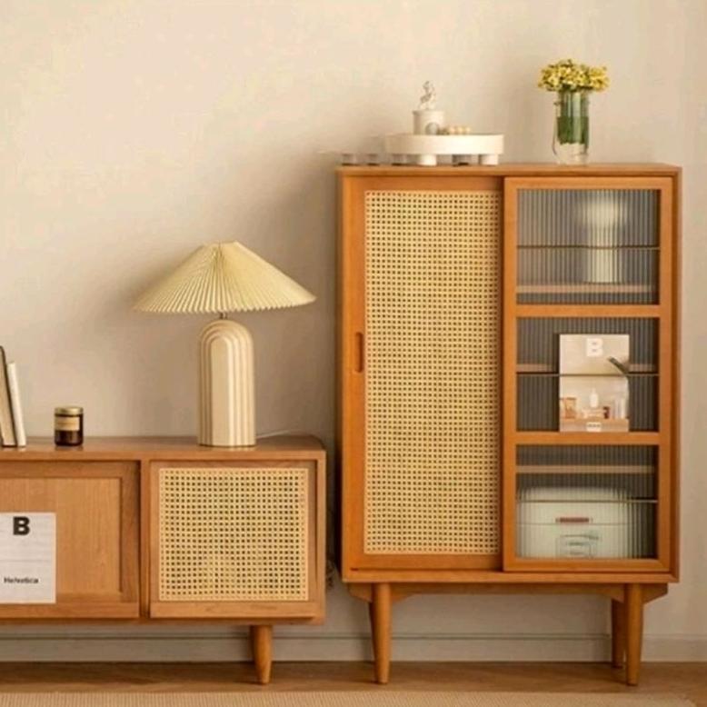 [BEST BUY] MALIK STORAGE CABINET ROTAN BUFET ROTAN KECIL BUFET KAYU JATI SUPER Benqulinojati