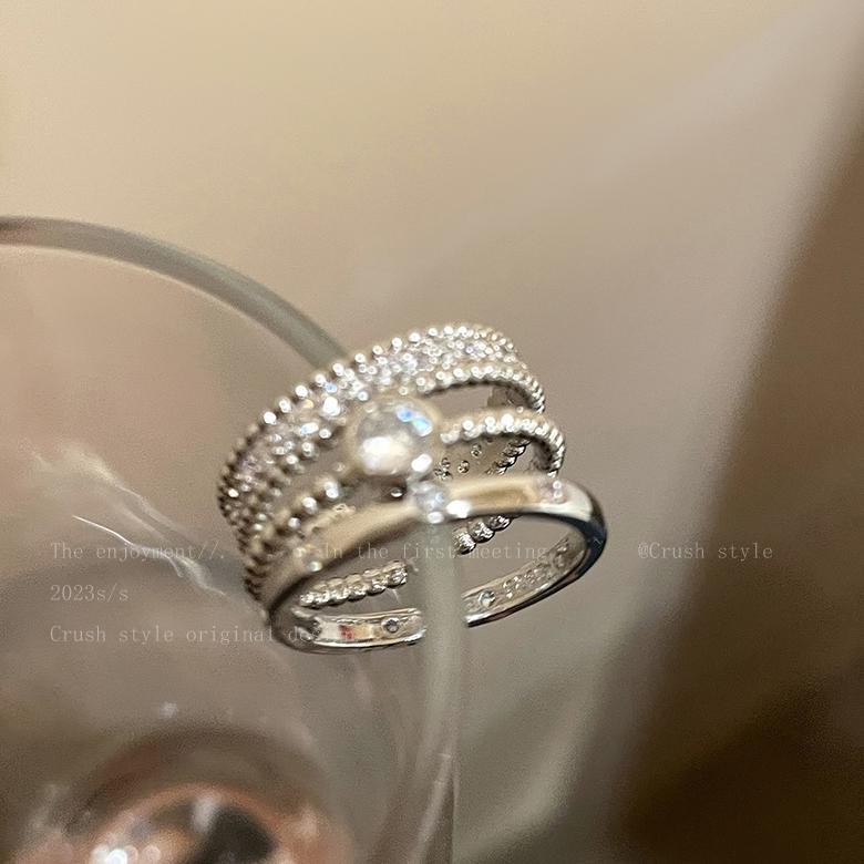 TERMURAH COD SET CINCIN TITANIUM WANITA KOREA MODIS CINCIN TERBUKA CINCIN ZIRKON KELAS ATAS CINCIN K