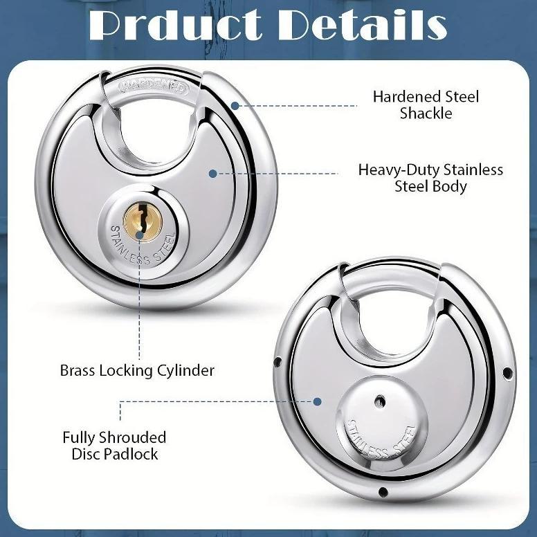 diskon gembok bulat padlock stainless 70 mm - gembok cakram 70mm - 70mm kunci gembok bulat anti mali