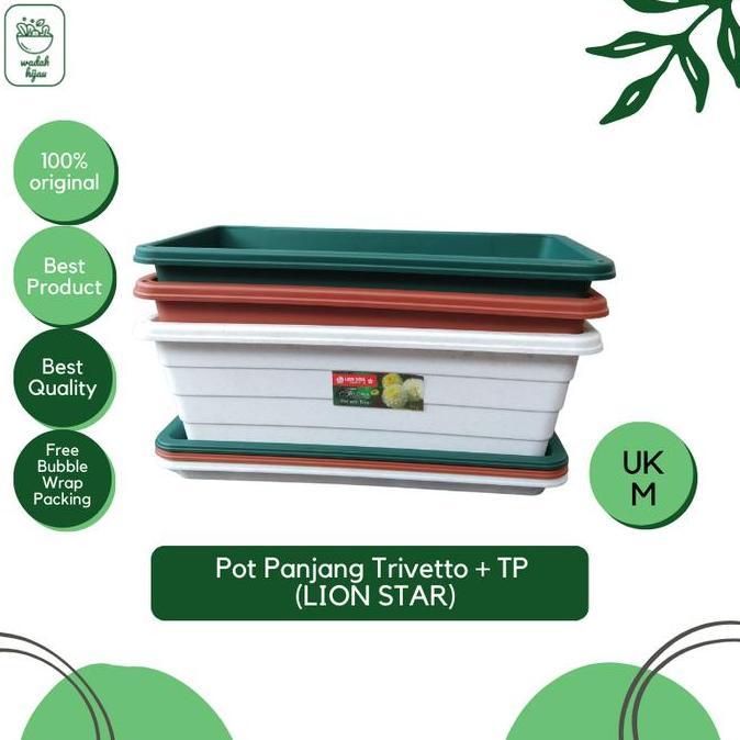pot bunga panjang Trivetto + Tatakan Pot UK M / lion star
