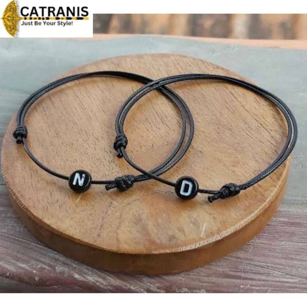 murah gelang huruf gelang inisial gelang huruf bulat hitam gelang tali korea waterproof