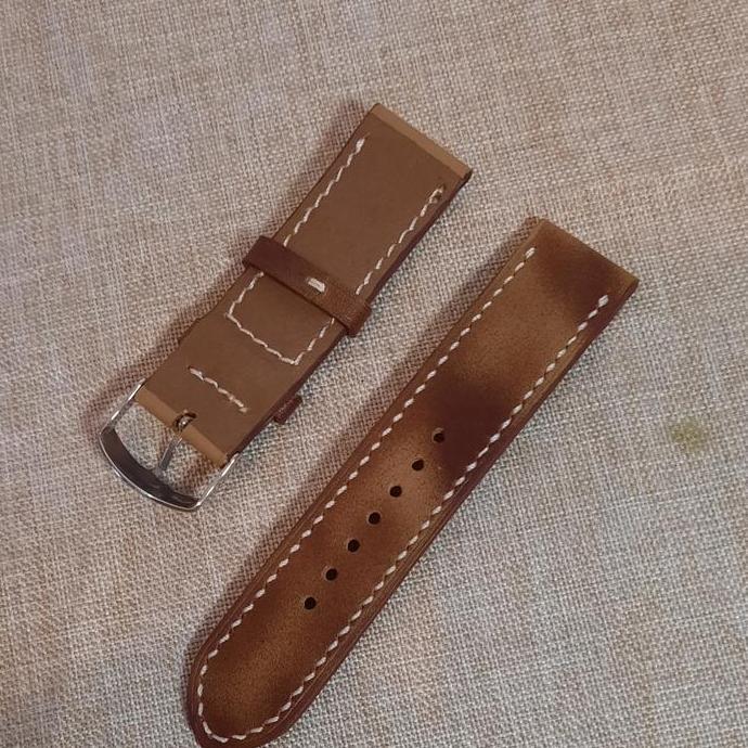 22mm, 24mm Tali Jam Kulit Asli Custom Handmade Vintage