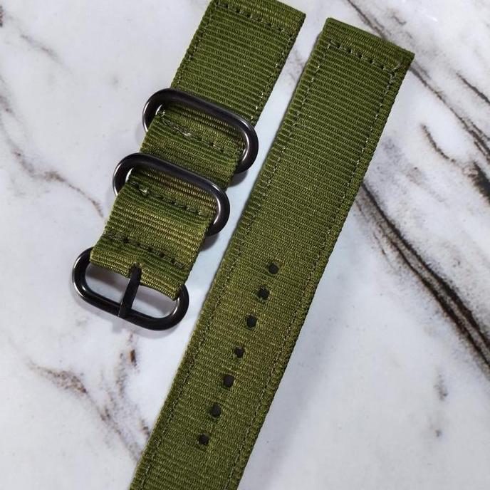 strap tali jam tangan kanvas nylon gaya military watch hijau