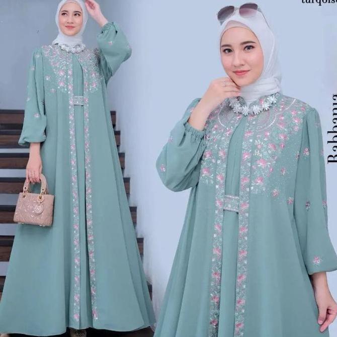 Premium Dress Rabbani/ Gamis Ceruty Babydoll Mix Bordir Super Jumbo Ld 130Cm / Gamis Kondangan Wanit