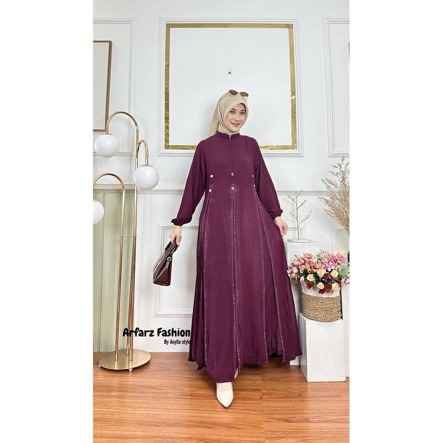 Grade Ori Alya Abaya Gamis Crincle Airflow Premium Sutra Dress Wanita Crinkle Dewasa Mewah Gamis Mew