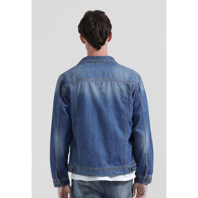 Larisyaa- Emba Denim - Johnny Jaket Denim Pria Trucker Regular Fit Panjang  Kancing Kantong Casual