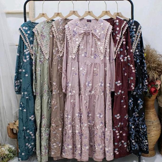Sekarangaja- Jumbo Gamis Shanum Katun Bordir Ld 120 130 140 Cm