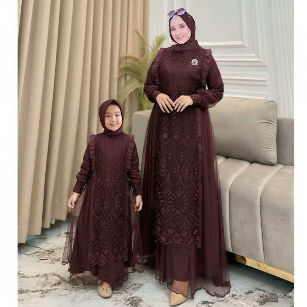 MAXI KINA SERAGAM ACARA GAMIS PASANGAN IBU DAN ANAK GAMIS PESTA MUSLIM MEWAH BAJU PESTA BRUKAT COUPL