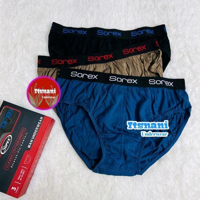 Lansungkirim- Cd Pria Sorex M 3007 Katun Karet Boxer Isi 3Pcs | Celana Dalam Cowok Sorek Berkualitas