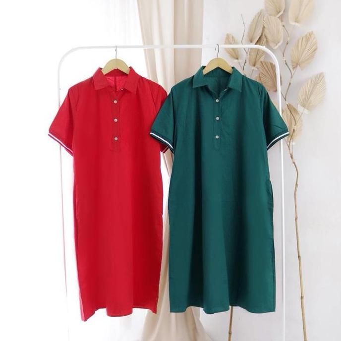 DR147 - POLO DRESS - DRESS POLO MIDI CASUAL KATUN PREMIUM | Terusan polo edisi natal bahan katun | D