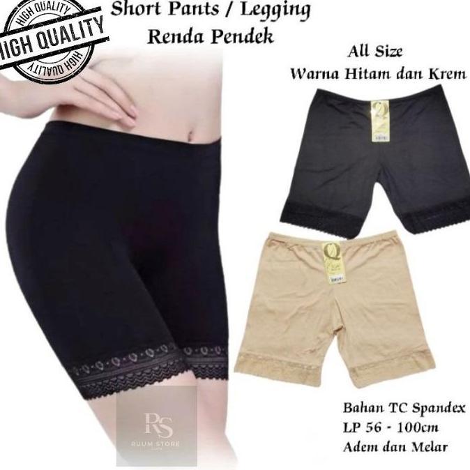 DV293 - Celana Short Legging Wanita Celana Strit Pendek Renda/Dalaman Wanita