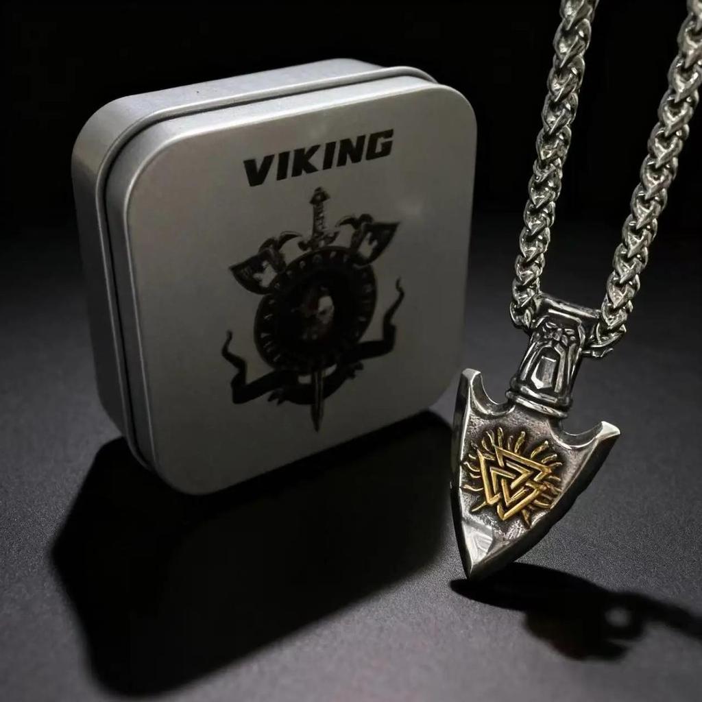 316L Stainless Steel Nordic Odin Viking Rune Pendant Necklace For Men Viking Jewelry Accessories Gif