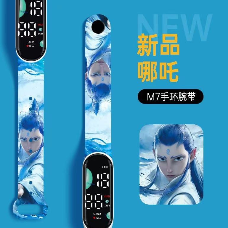 Jam Tangan Elektronik LED Tahan Air Bercahaya Bergaya Pelajar Jam Tangan Gambar Cetak Laut Anime Nez