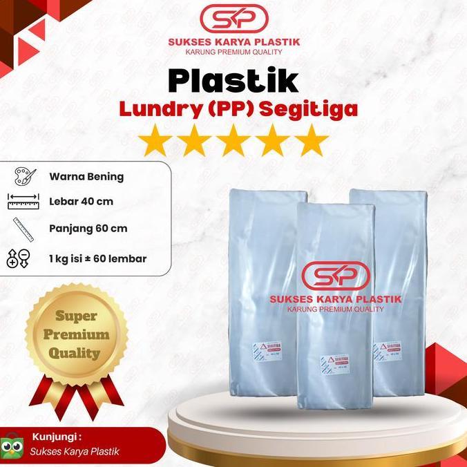 '' PLASTIK LAUNDRY (PP) MEREK SEGITIGA 1 PACK 40 X 60 CM TEBAL 30 MICRON *