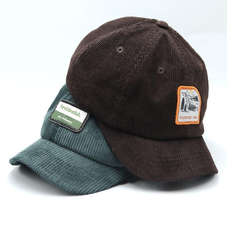 DISKON FARWIDE  - TOPI SIXPANEL CORDUROY LIDAH PENDEK
