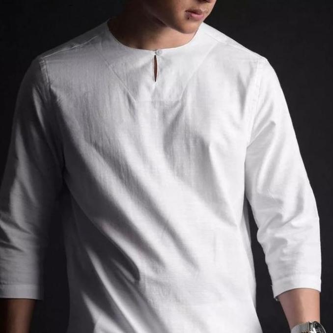 Payday Baju Semi Kemeja Koko Pria Basic Dewasa Muslim Polos Lengan/Tangan  Panjang 7/8 Kurta Pakista