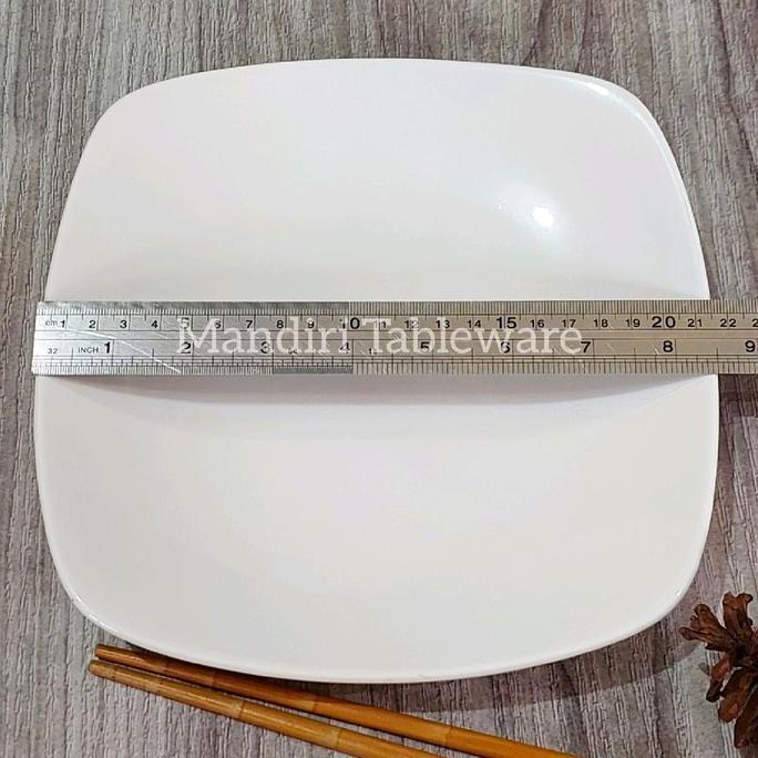 Piring Keramik Kotak 21,5 cm | Piring Saji | Putih Polos | Isi: 1 pcs WS