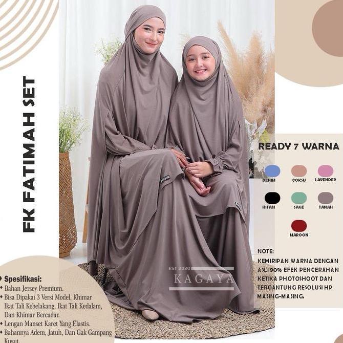 Gamis Couple Ibu dan Anak Muslimah French Khimar  Fatimah Full Set dengan Cadar by Luthfia Kids Panj