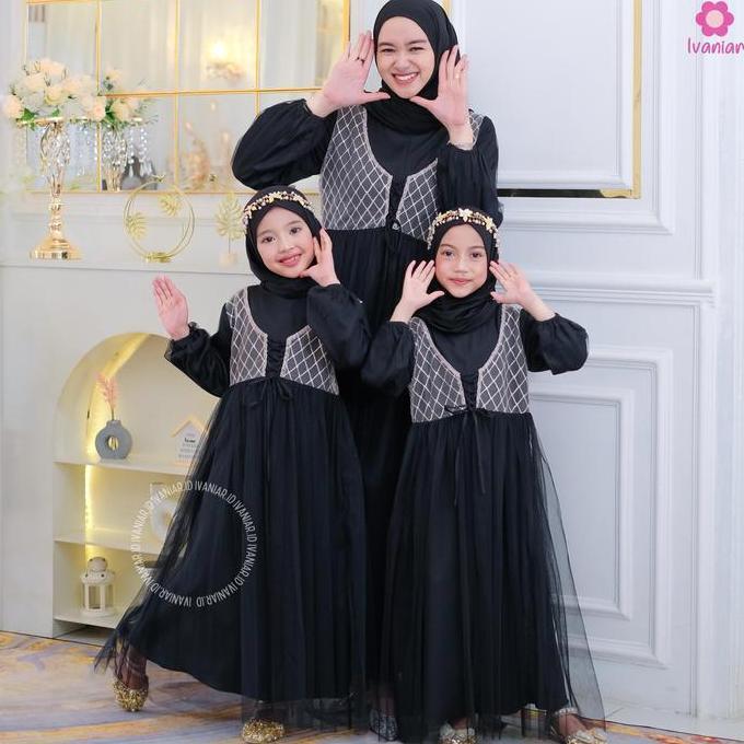 Ivaniar Dress Couple Mewah "Thalita Dress" Gamis Tile Brukat baju lebaran bayi keluarga