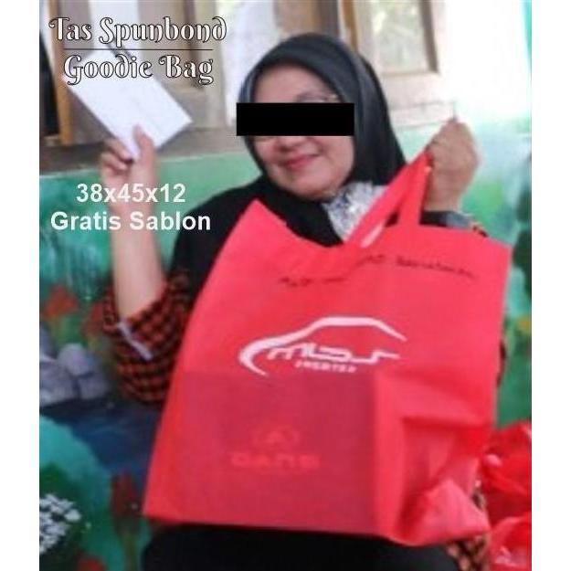 Tas Spunbond Standing ukuran 38x40 sablon / Tas Goody Box Bag