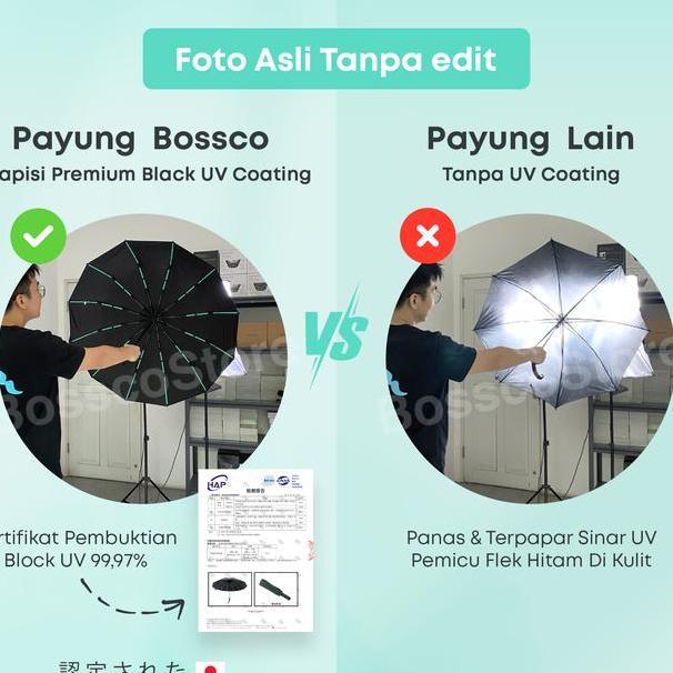 Seven Plus Payung Lipat Otomatis Anti UV 999 BerSertifikat Kerangka Bla Metal Anti Karat Fiberglass 