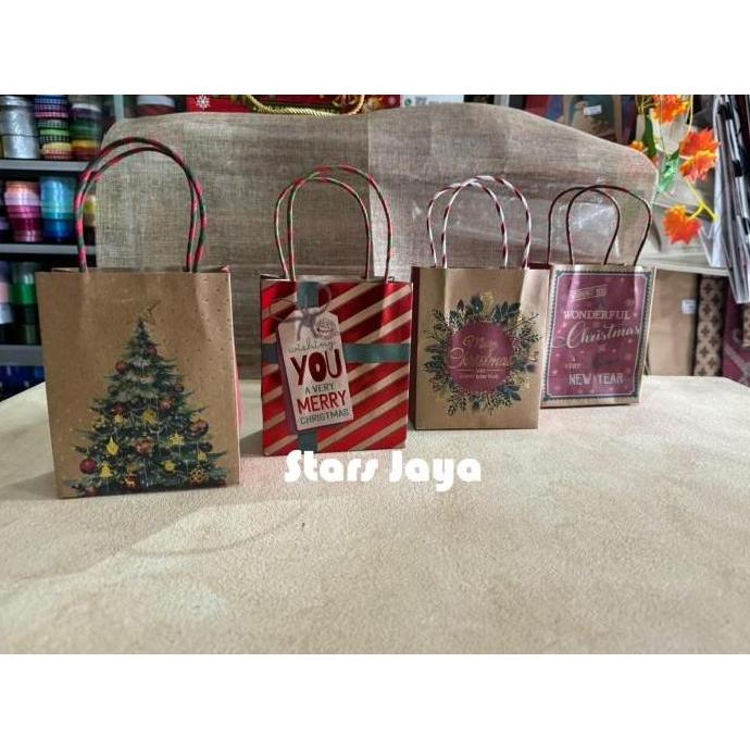 Paper Bag Natal, Goodie Bag Natal Kraft, Paper Bag Vintage