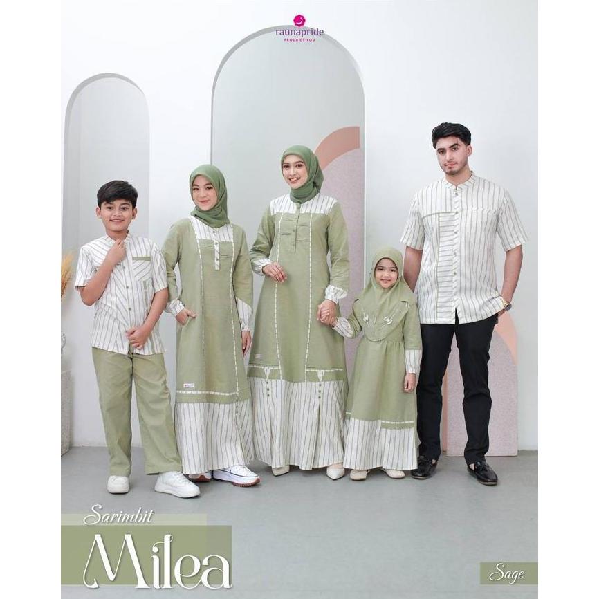 Rauna Sarimbit Milea Sage Lebaran 2025/Sarimbit Keluarga Terbaru Gamis dan Koko Baju Couple