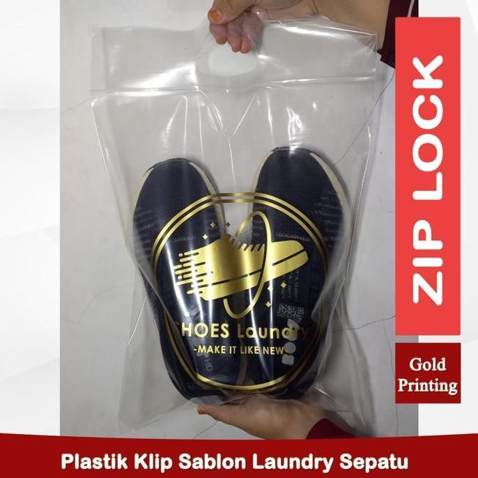 (PP) Plastik Laundry Sepatu Klip Zip Lock Sablon