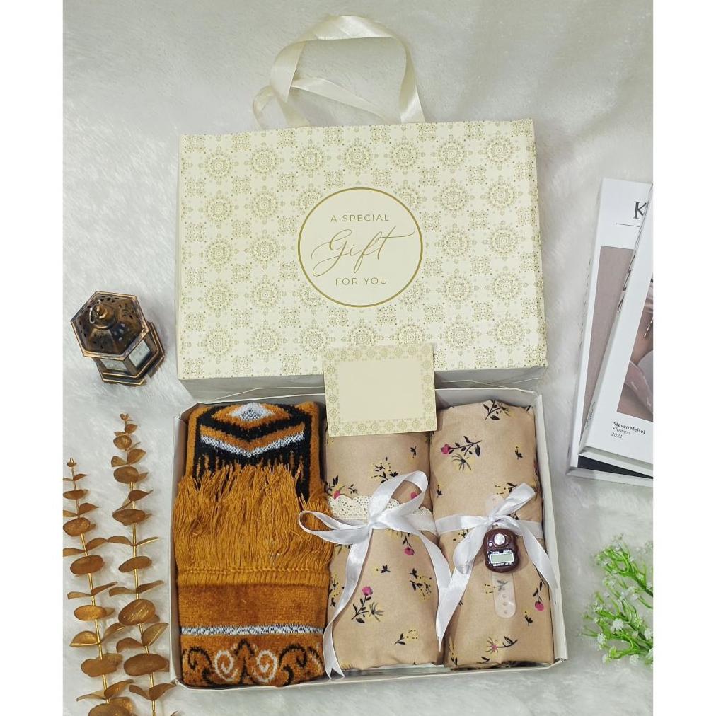 [TERBAIK] Hamper Hantaran Mukena Motif Dewasa Sejadah Turkey Free Tasbih Digital Hadiah Guru