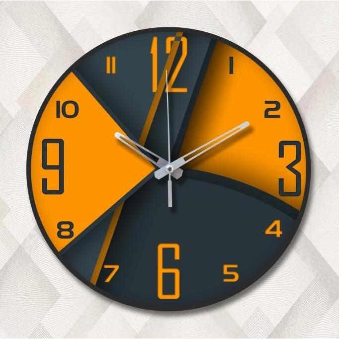 Jam Dinding Kayu Dekoratif Minimalis Black Orange