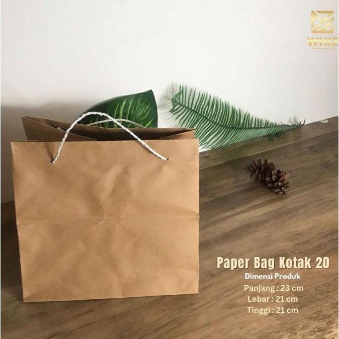 Paper Bag Kotak 20x20 Shopping Bag Dus 20x20 Kuat @12pcs