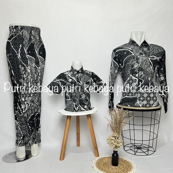 Couple Batik Ibu Anak Dan Ayah Couple Keluarga Couple Family Couple Kemeja Panjang Rok Plisket Kemej