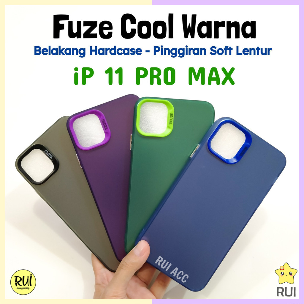 Case Fuze Cool WARNA iPhone 11 PRO MAX Hybrid Hardcase TPU IMD Plong Color Hijau Biru Ungu Pink Hita