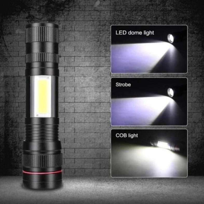 Senter LED Laser Charger  Cas Zoom+COB Terbaru Senter Murah