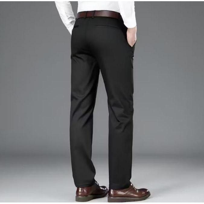 Gratong Qq Sale Celana Bahan Pria Slim Fit Kantor - Celana Formal Cowok Stylish Hitam Bahan Adem Ela
