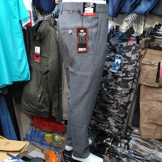 Grade Ori Celana Panjang Pria Bahan Semi Wol Slimfit Bisa Formal/Kantor Calbin