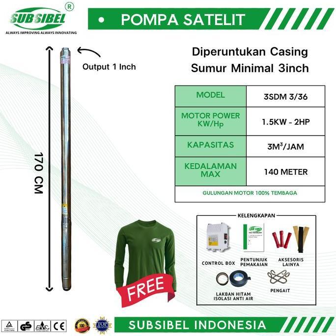 POMPA AIR POMPA SUBMERSIBLE 3SDM 3/36- 2 HP- Merek Subsibel