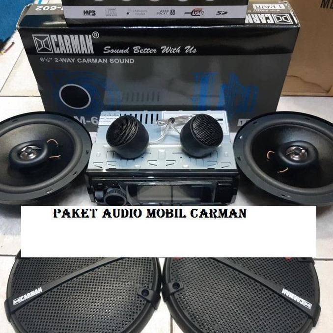BARAXA PAKET AUDIO MOBIL MERK CARMAN DENGAN DOUBLE DIN HEAD UNIT ANDROID