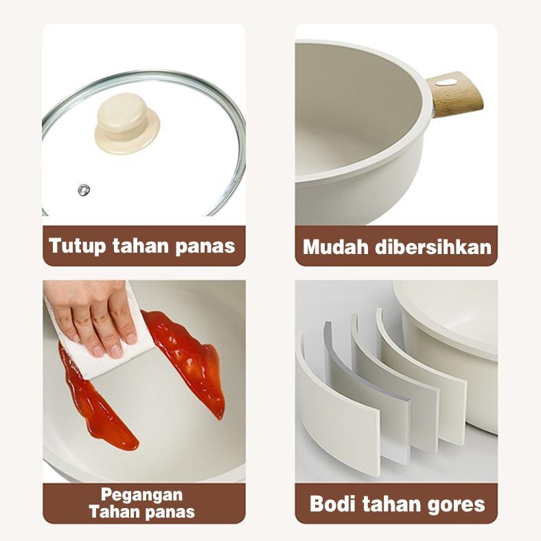 HOT SALE Panci Susu Granite Mini Anti Lengket Foodgrade Sauce Pan Marble Anti Lengket Panci Susu ant