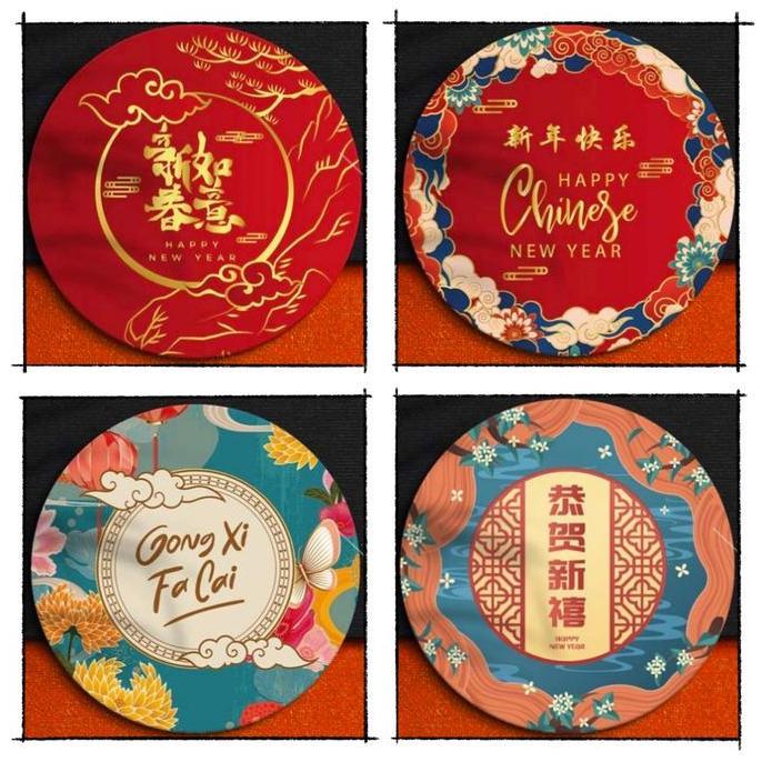Ready oke] Stiker Imlek Sticker kue CNY Stiker Toples Kue Imlek - Isi 10 Pcs