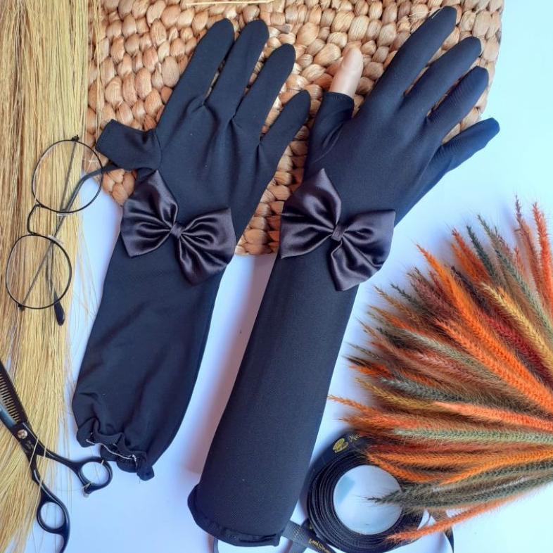 Premium Sarung Tangan Wanita Muslimah Pita Satin